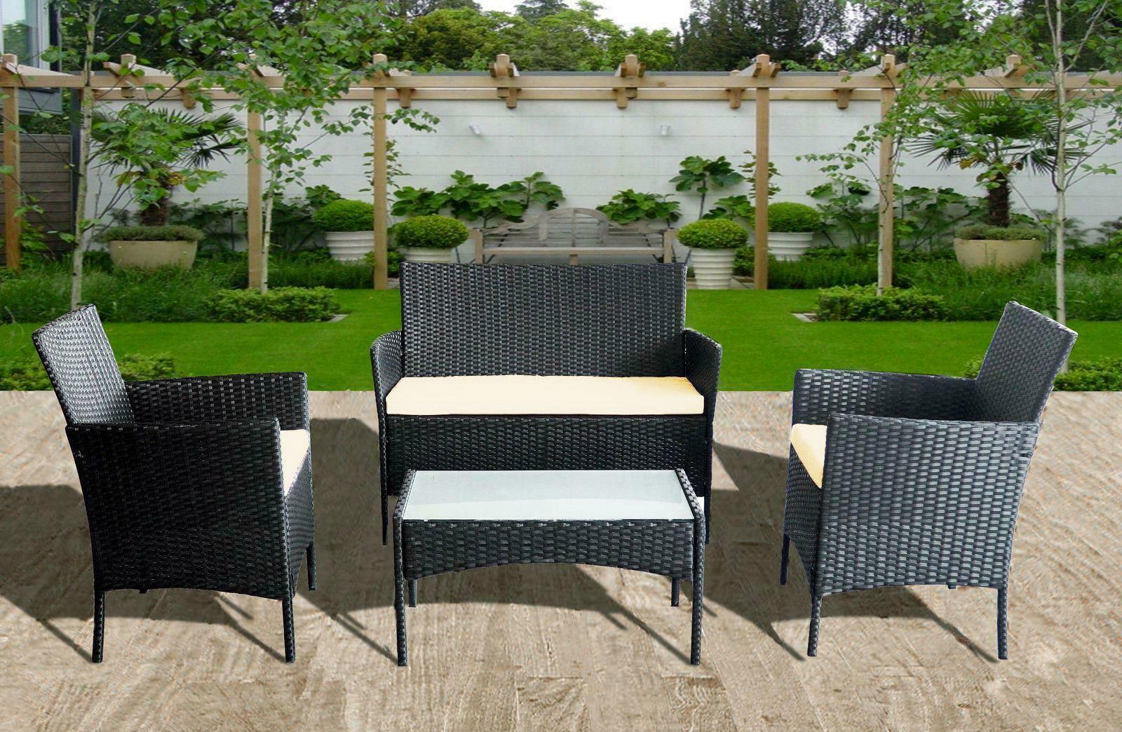 4 PC Rattan Garden Furniture Set for Indoor & Outdoor Use - XEO Home